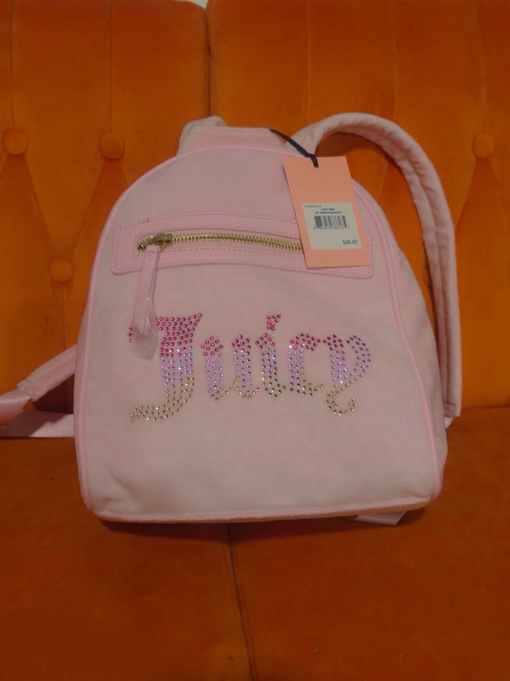 Juicy Couture Light Pink Rhinestone Logo Mini Backpack